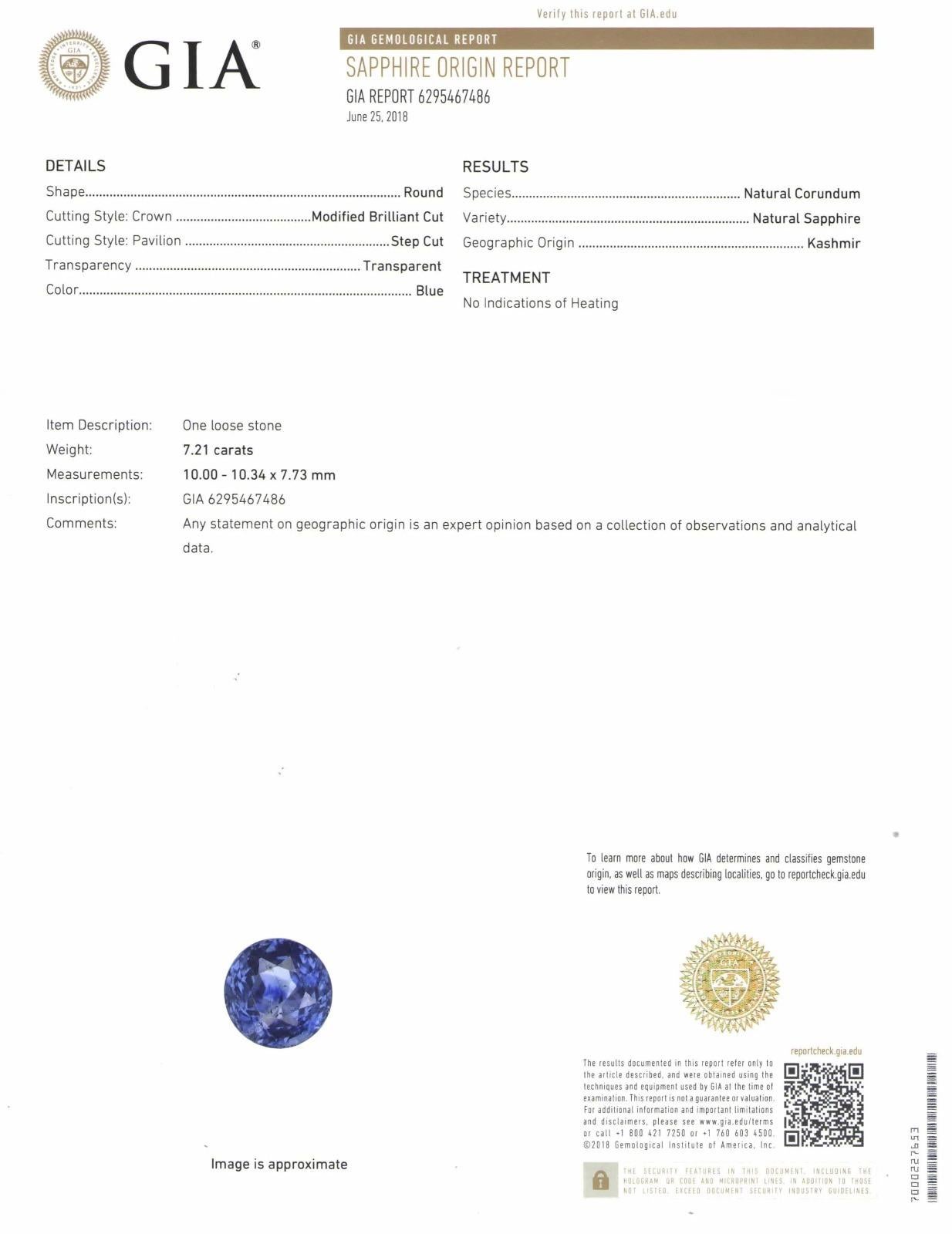 Modern GIA Certified 7 Carat Kashmir Royal Blue Sapphire Round Cut Diamond Ring