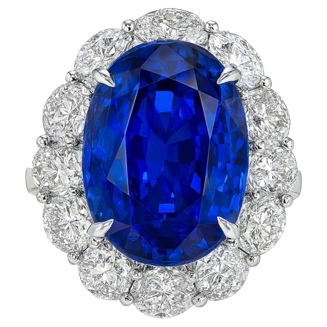 Anillo de zafiro azul de Ceilán de 7 quilates sin calor certificado por GIA en venta