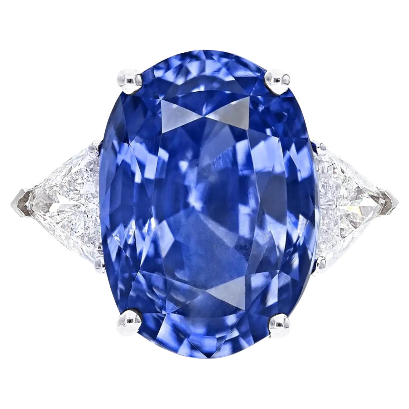 GIA Certified 7 Carat NO HEAT Kashmir Blue Sapphire Cut Diamond Ring 