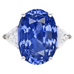 GIA Certified 7 Carat NO HEAT Kashmir Blue Sapphire Cut Diamond Ring 