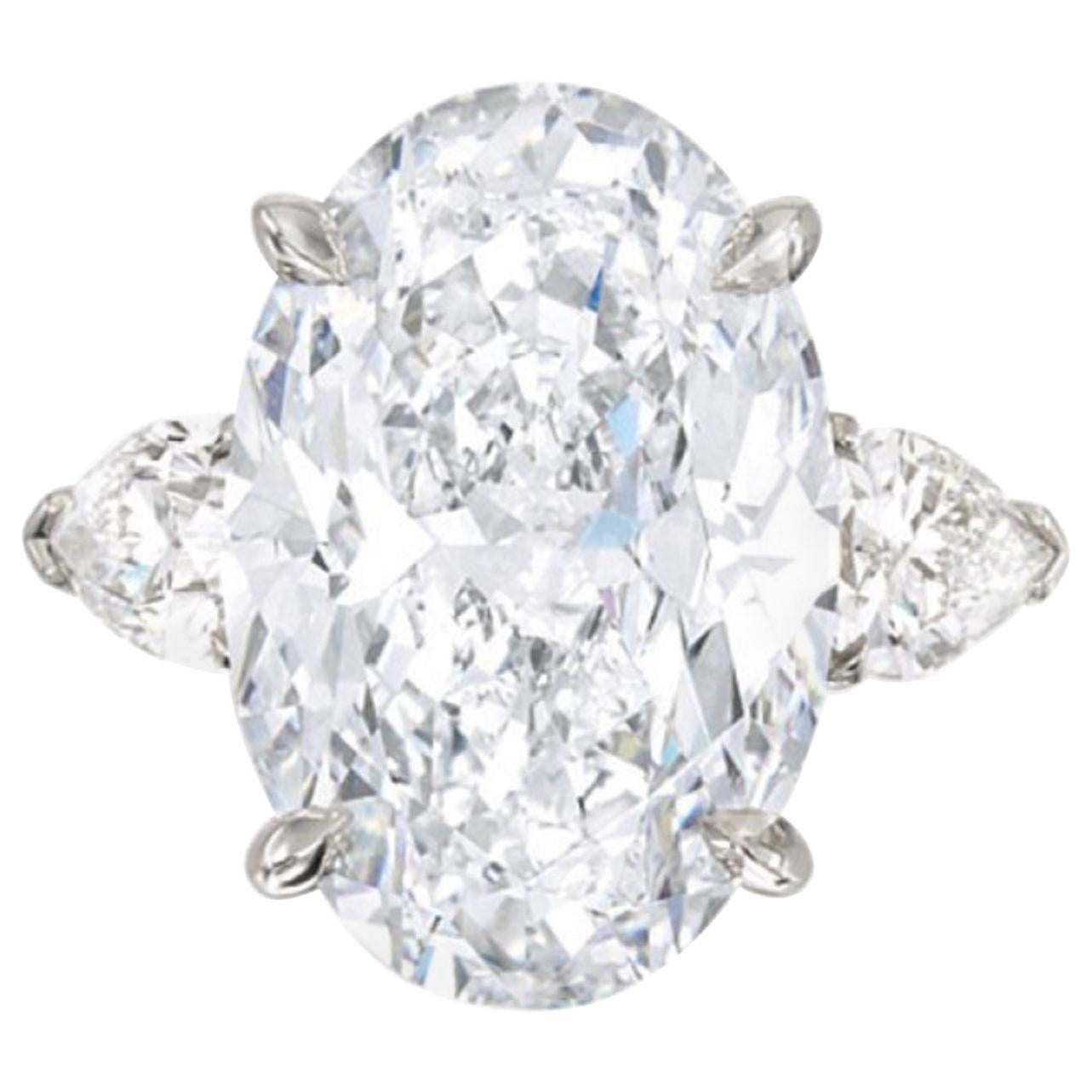 GIA Certified 7 Carat Oval Diamond Platinum Ring E Color VS1