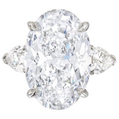 GIA Certified 7 Carat Oval Diamond Platinum Ring E Color VS1