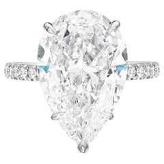 GIA Certified 7 Carat Pear Cut Diamond Pave Engagement Ring