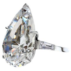 GIA Certified 7 Carat Pear Cut Diamond Platinum Ring with tapered baguette