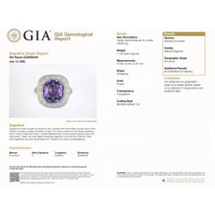 GIA Certified 7 Carat Purple Sri Lanka Sapphire Diamond Halo 18K White Gold Ring