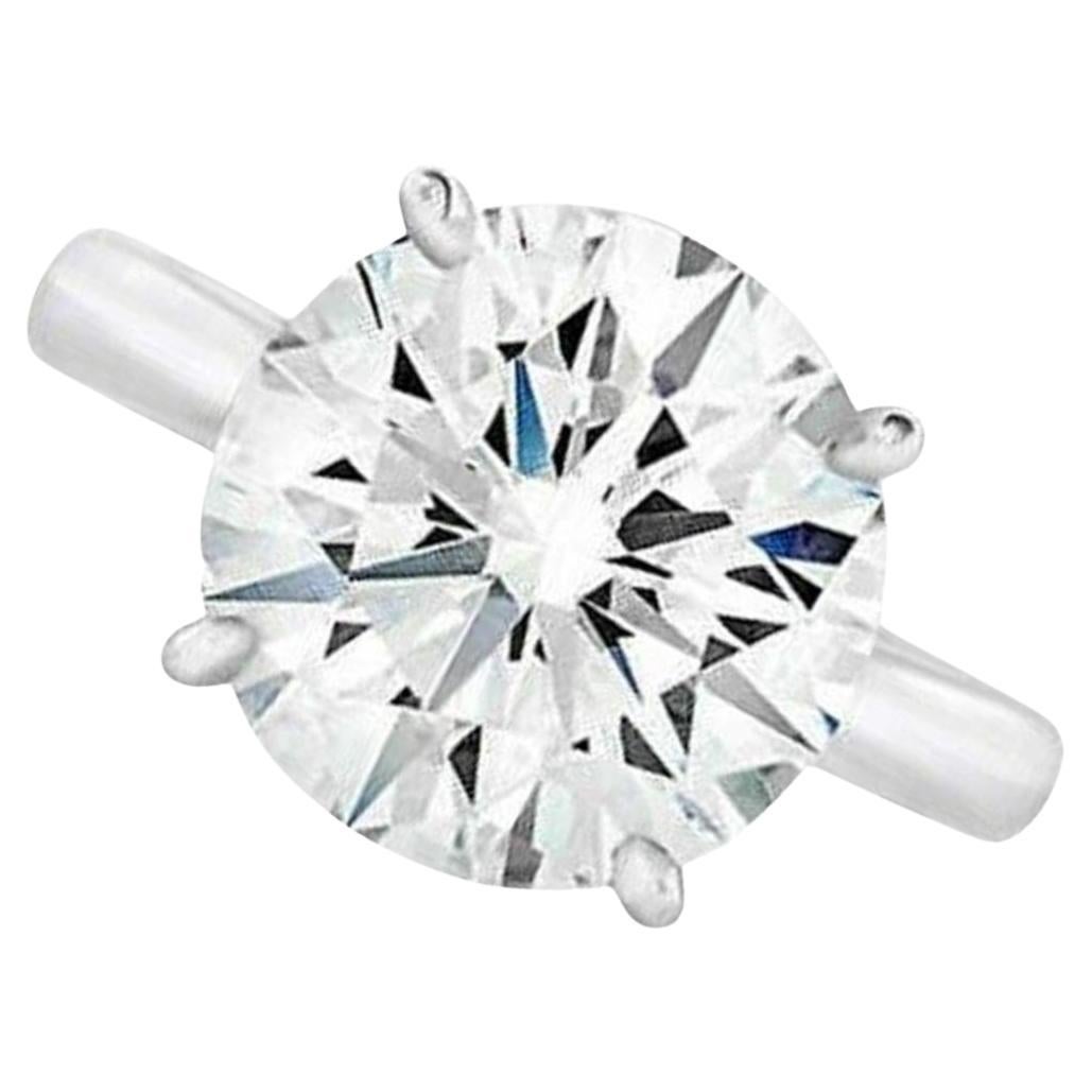 GIA Certified 5 Carat Round Brilliant Cut Diamond Platinum Ring