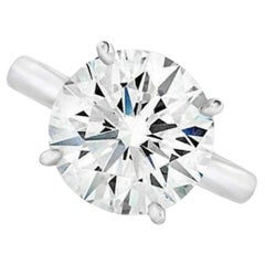 Bague en platine certifiée GIA de 5 carats de diamant rond taillé en brillant