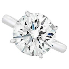 Anillo de platino con diamante redondo de talla brillante certificado por GIA de 5 quilates