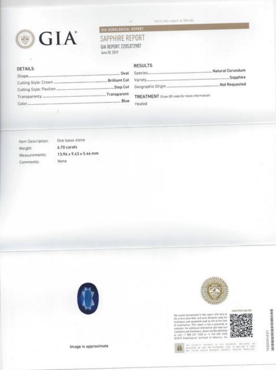 Modern GIA Certified 7 Carat Royal Blue Sapphire Trillion Diamond Ring