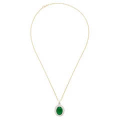 GIA Certified 7 Carat Zambian Emerald Pendant with Diamonds in 18k Gold