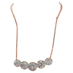 Collier à 5 pierres en or 18 carats, orné de diamants ronds brillants de 7 carats, certifiés GIA, de pureté F et de qualité VS1