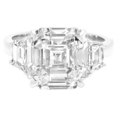 GIA Certified 5.30 Ct. Square Emerald Diamond Platinum Engagement Ring