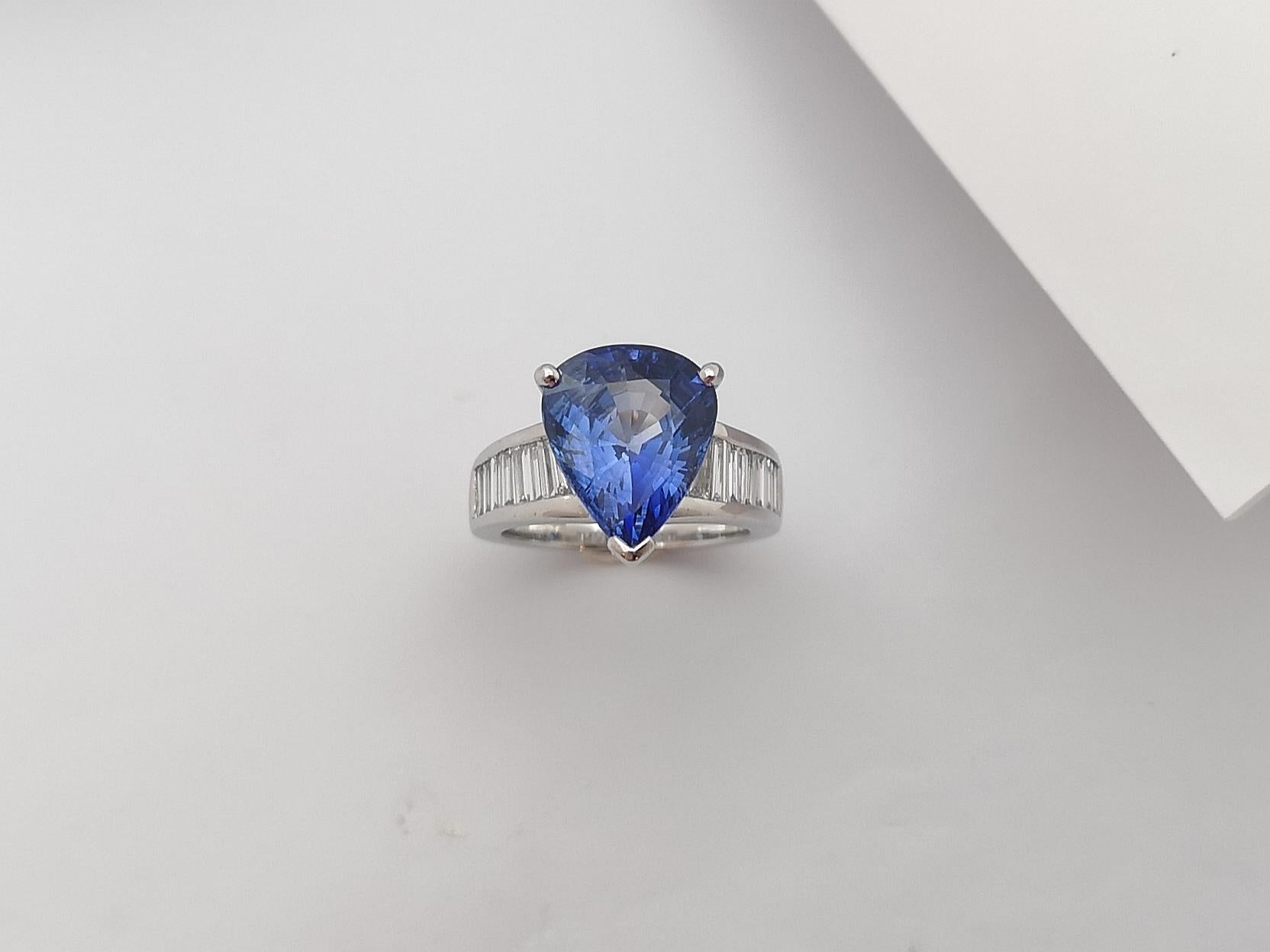 GIA Certified 7cts Ceylon Blue Sapphire with Diamond Ring Set in Platinum For Sale 9