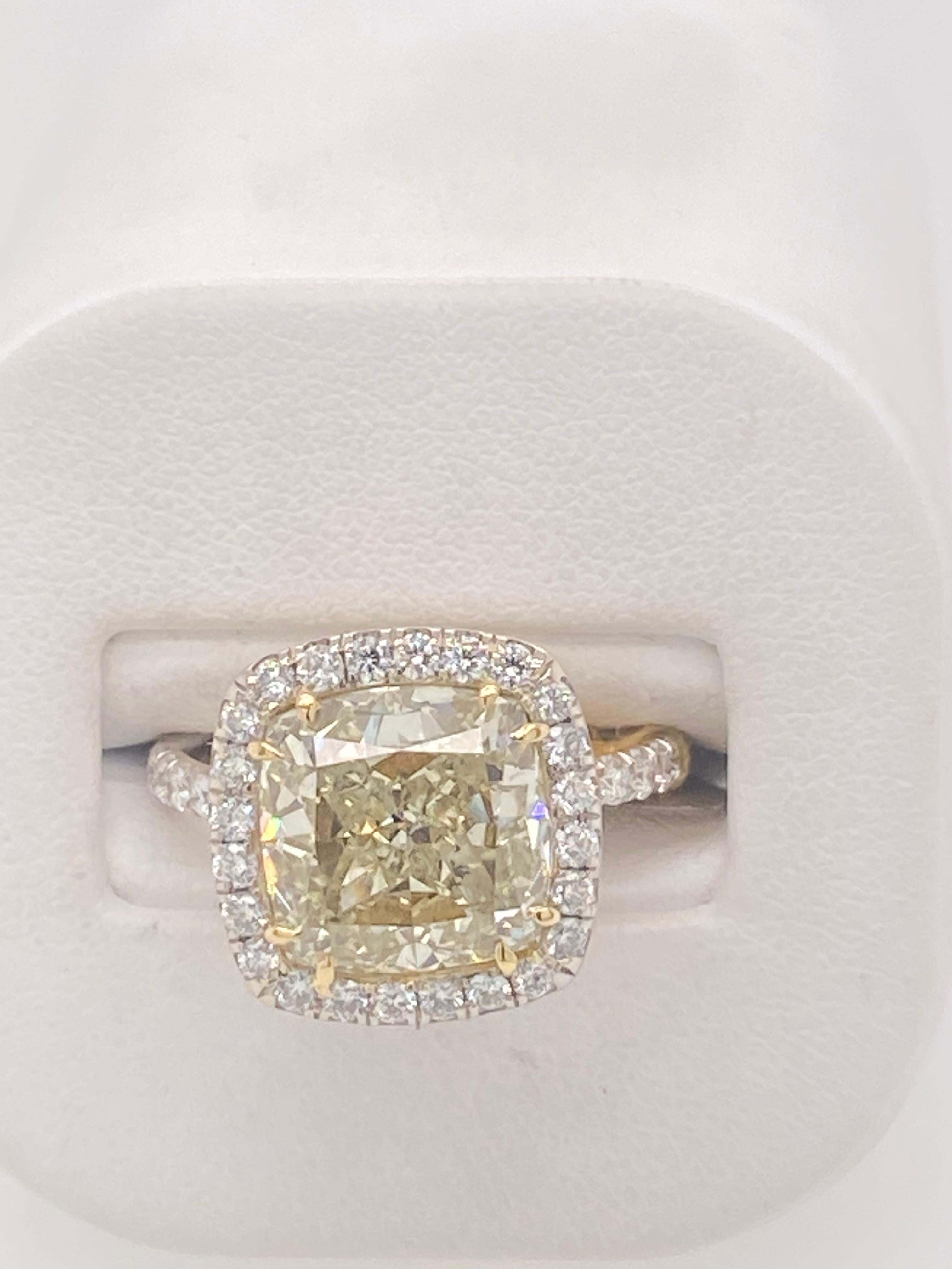 Modern GIA Certified 7 Plus Carat Fancy Yellow Diamond Engagement Ring