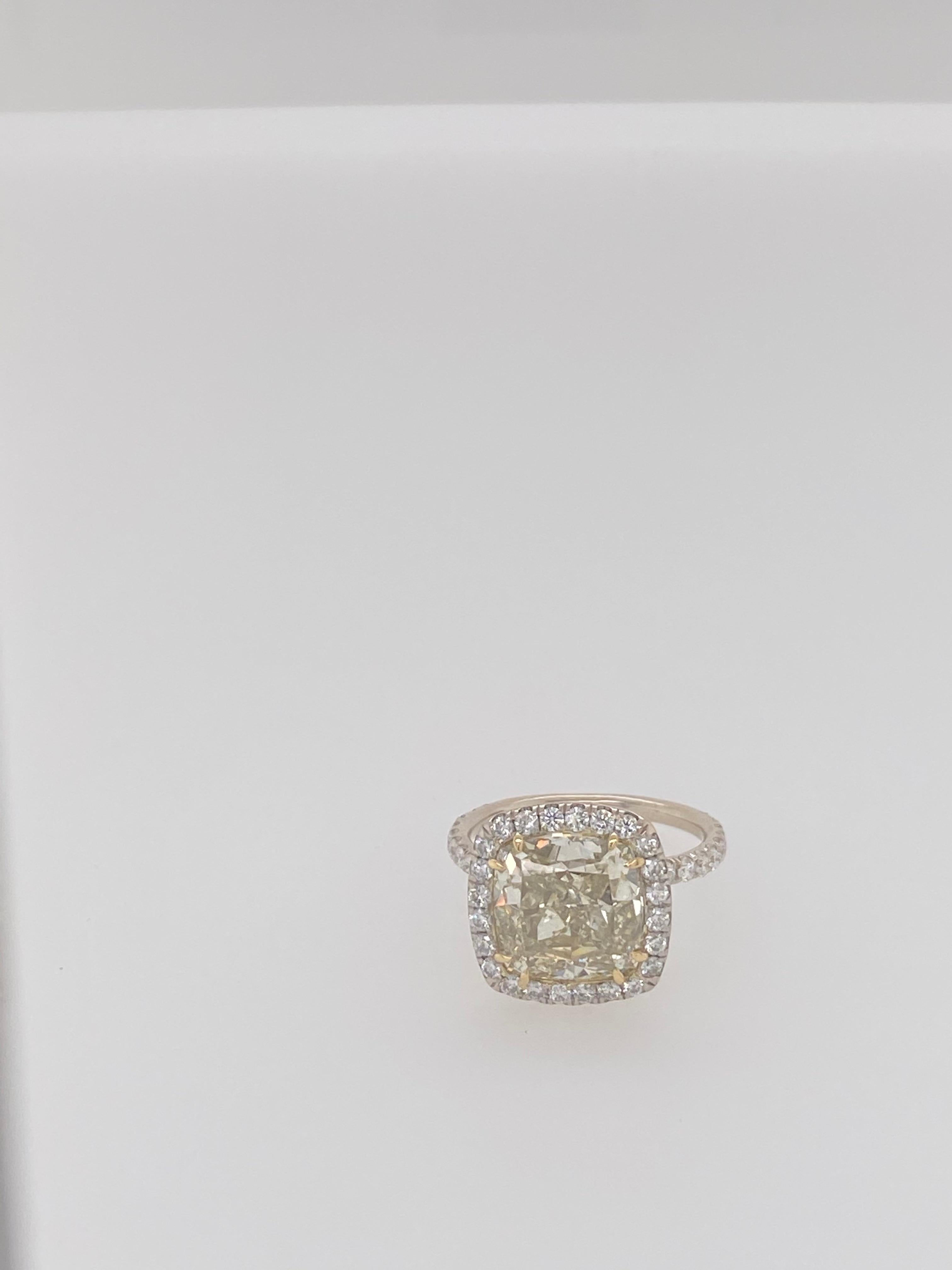 Cushion Cut GIA Certified 7 Plus Carat Fancy Yellow Diamond Engagement Ring