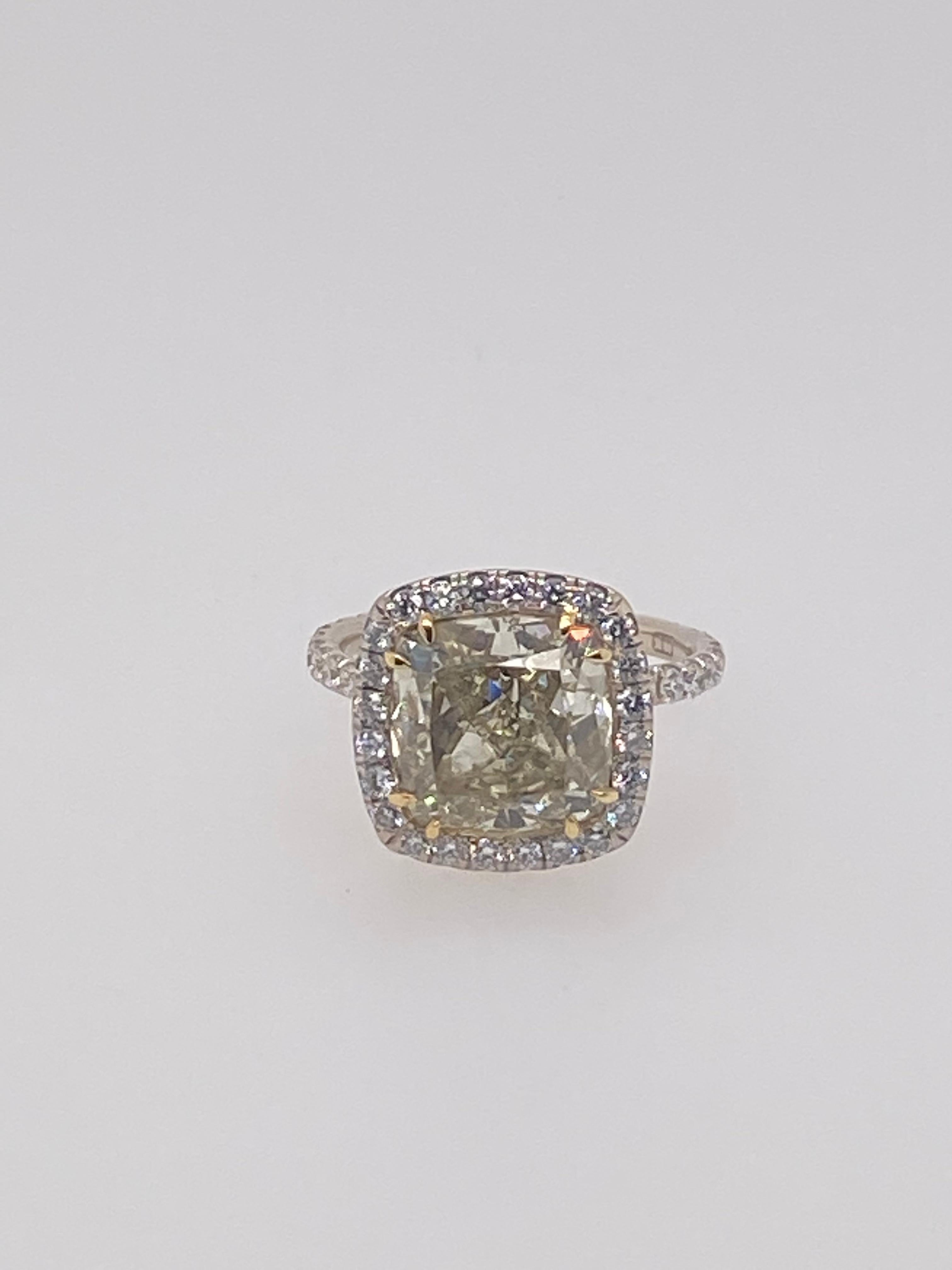GIA Certified 7 Plus Carat Fancy Yellow Diamond Engagement Ring In Excellent Condition In Dallas, TX