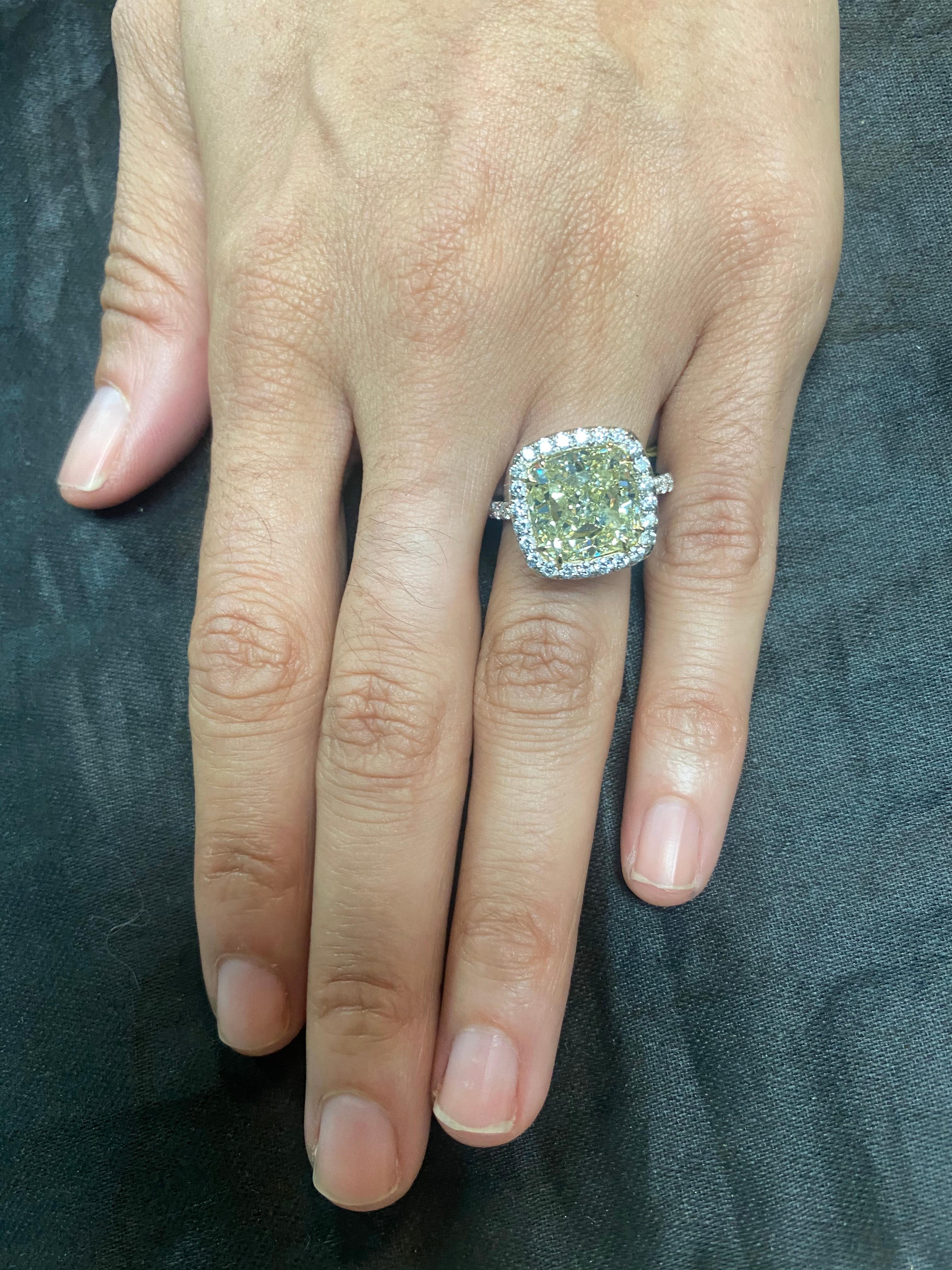 GIA Certified 7 Plus Carat Fancy Yellow Diamond Engagement Ring 1