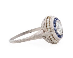 GIA-zertifizierter .70 Karat Art Deco Diamant Platin Verlobungsring