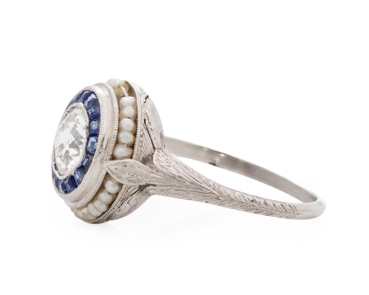 GIA-zertifizierter .70 Karat Art Deco Diamant Platin Verlobungsring (Art déco) im Angebot