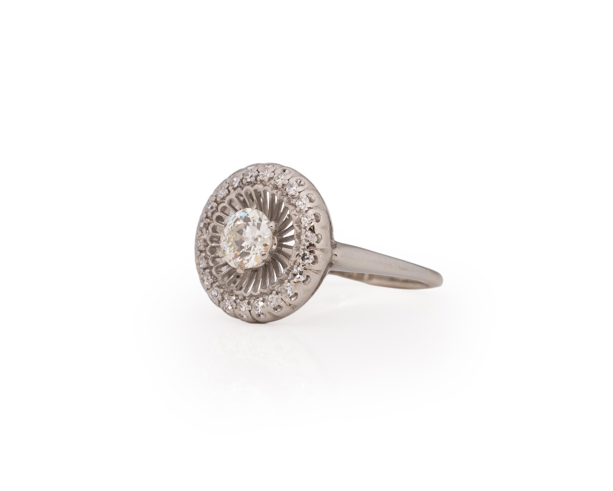 Old European Cut GIA Certified .70 Carat Art Deco Diamond Platinum Engagement Ring For Sale