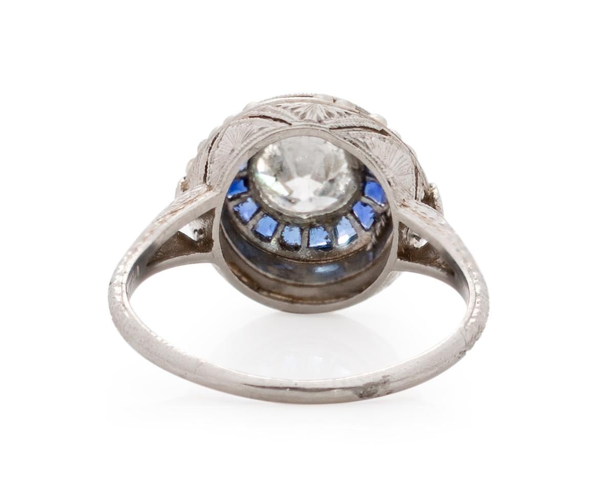 GIA-zertifizierter .70 Karat Art Deco Diamant Platin Verlobungsring (Alteuropäischer Schliff) im Angebot