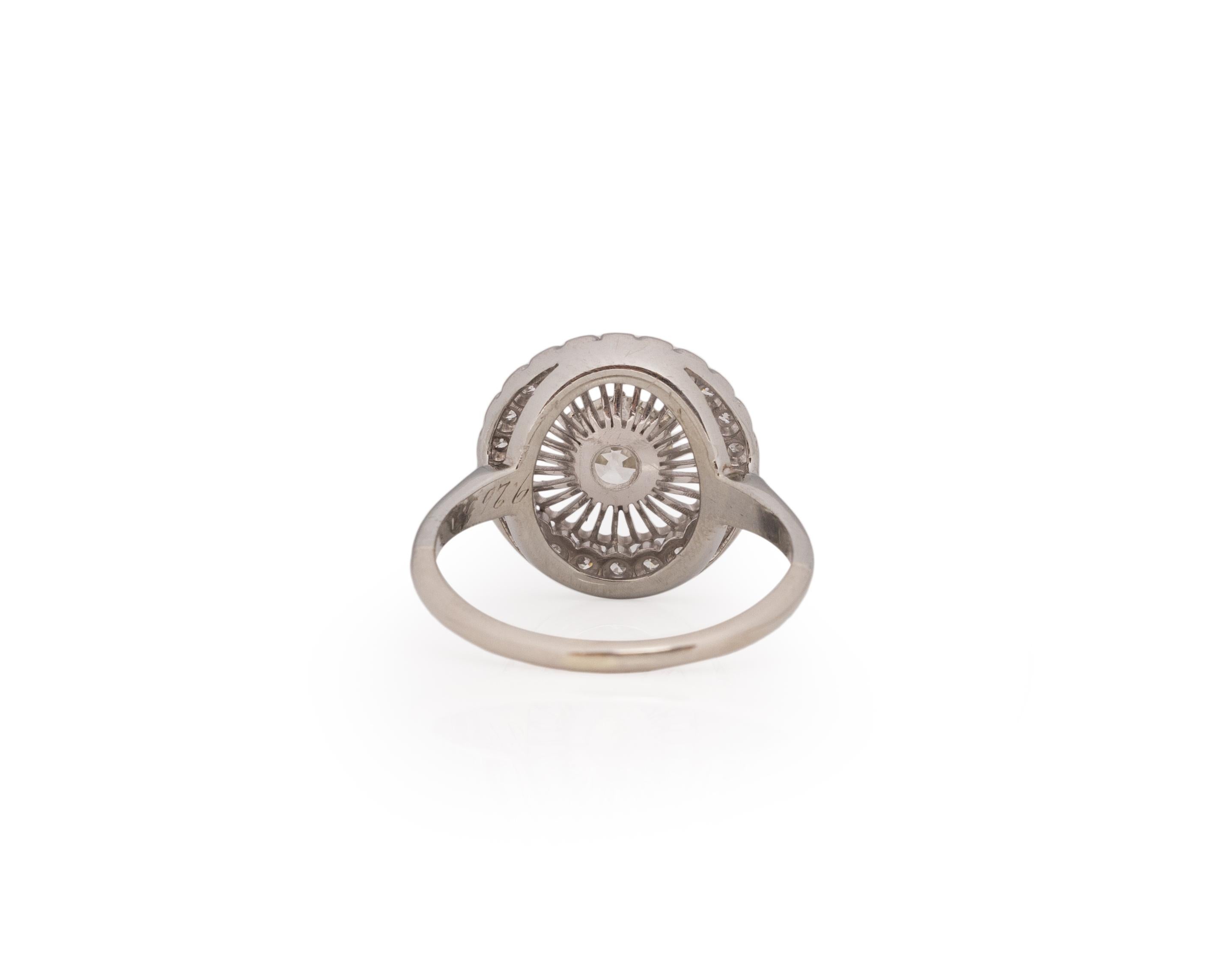 GIA Certified .70 Carat Art Deco Diamond Platinum Engagement Ring In Good Condition For Sale In Atlanta, GA