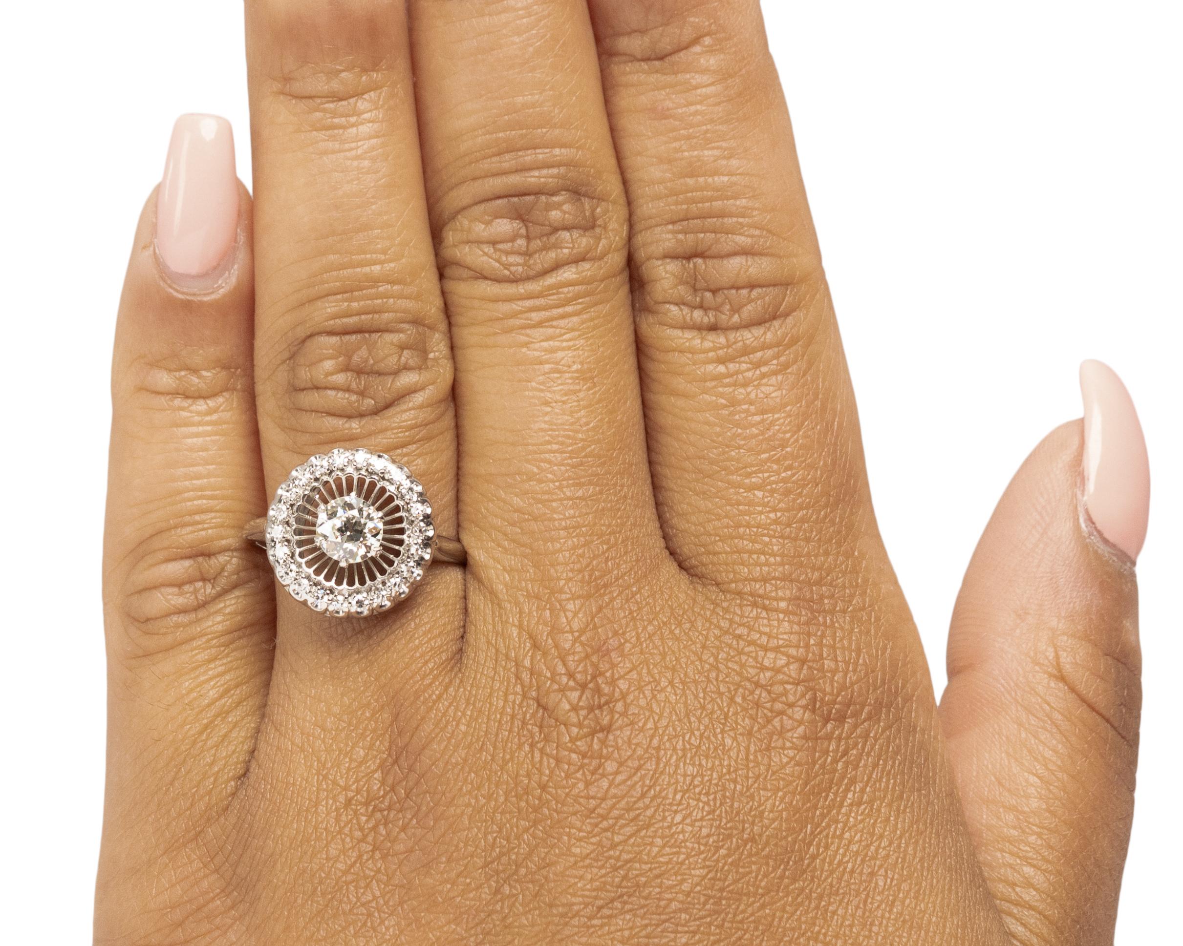 Bague de fiançailles Art déco en platine avec diamants de 0,70 carat certifiés GIA Pour femmes en vente