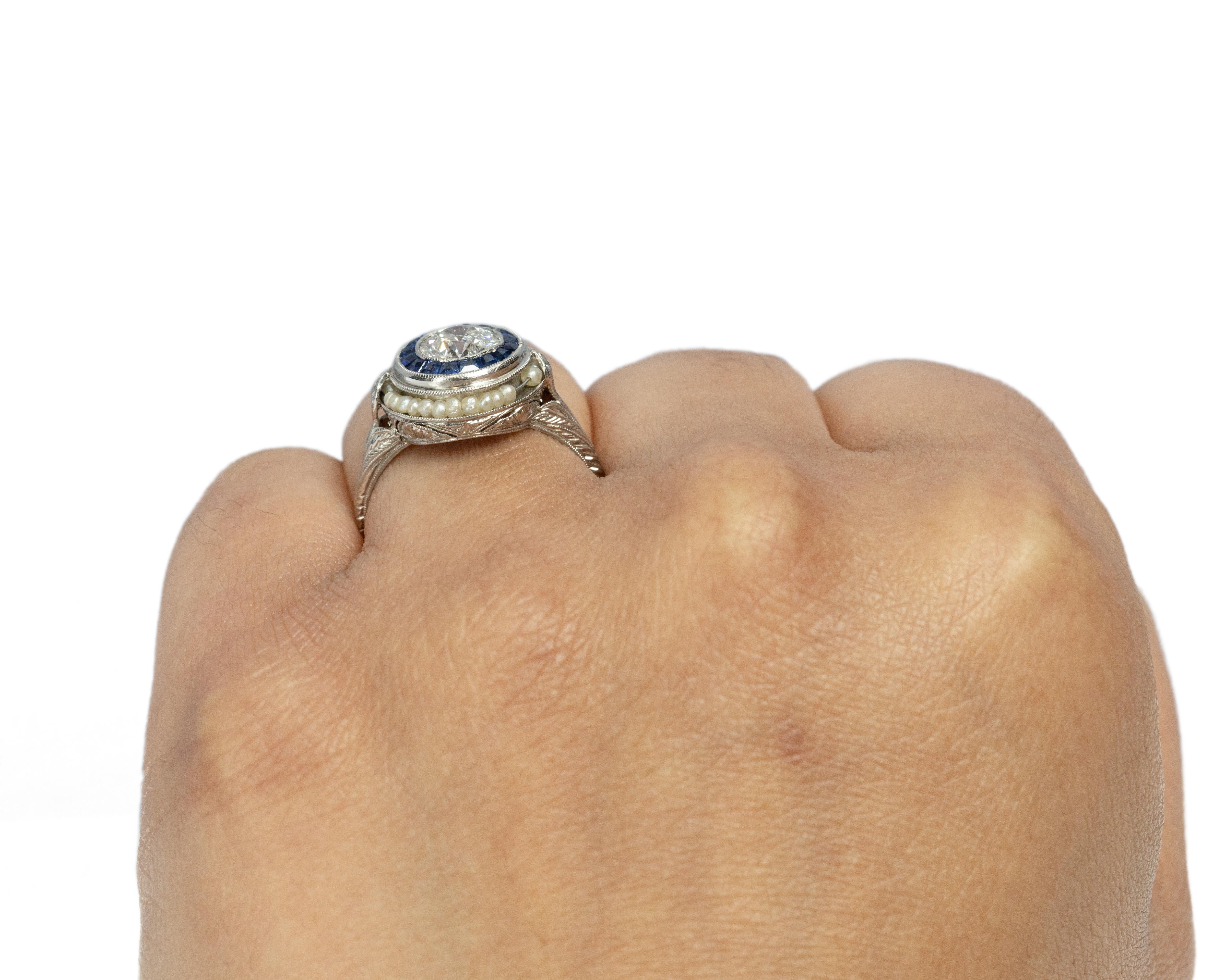 GIA Certified .70 Carat Art Deco Diamond Platinum Engagement Ring For Sale 1