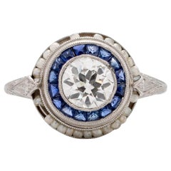 GIA Certified .70 Carat Art Deco Diamond Platinum Engagement Ring