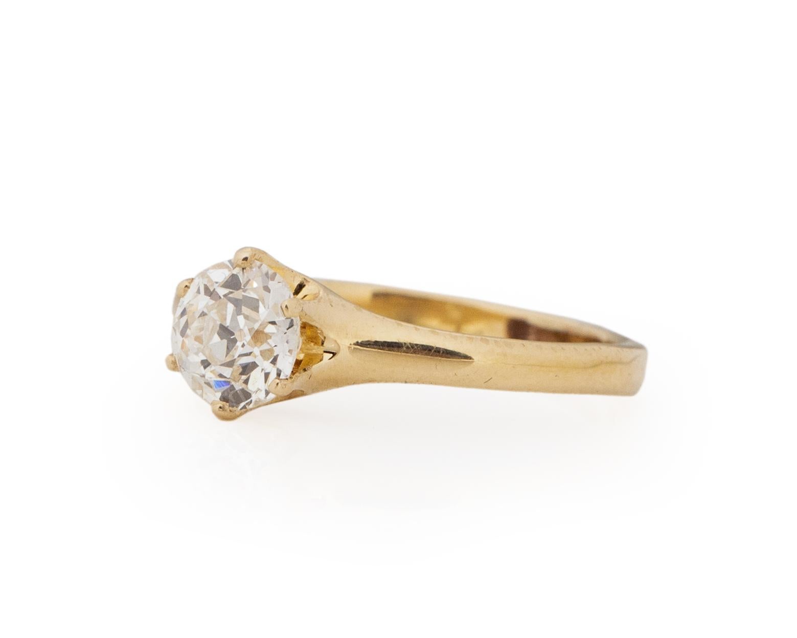 Old European Cut GIA Certified .70 Carat Edwardian Diamond 14 Karat Yellow Gold Engagement Ring For Sale