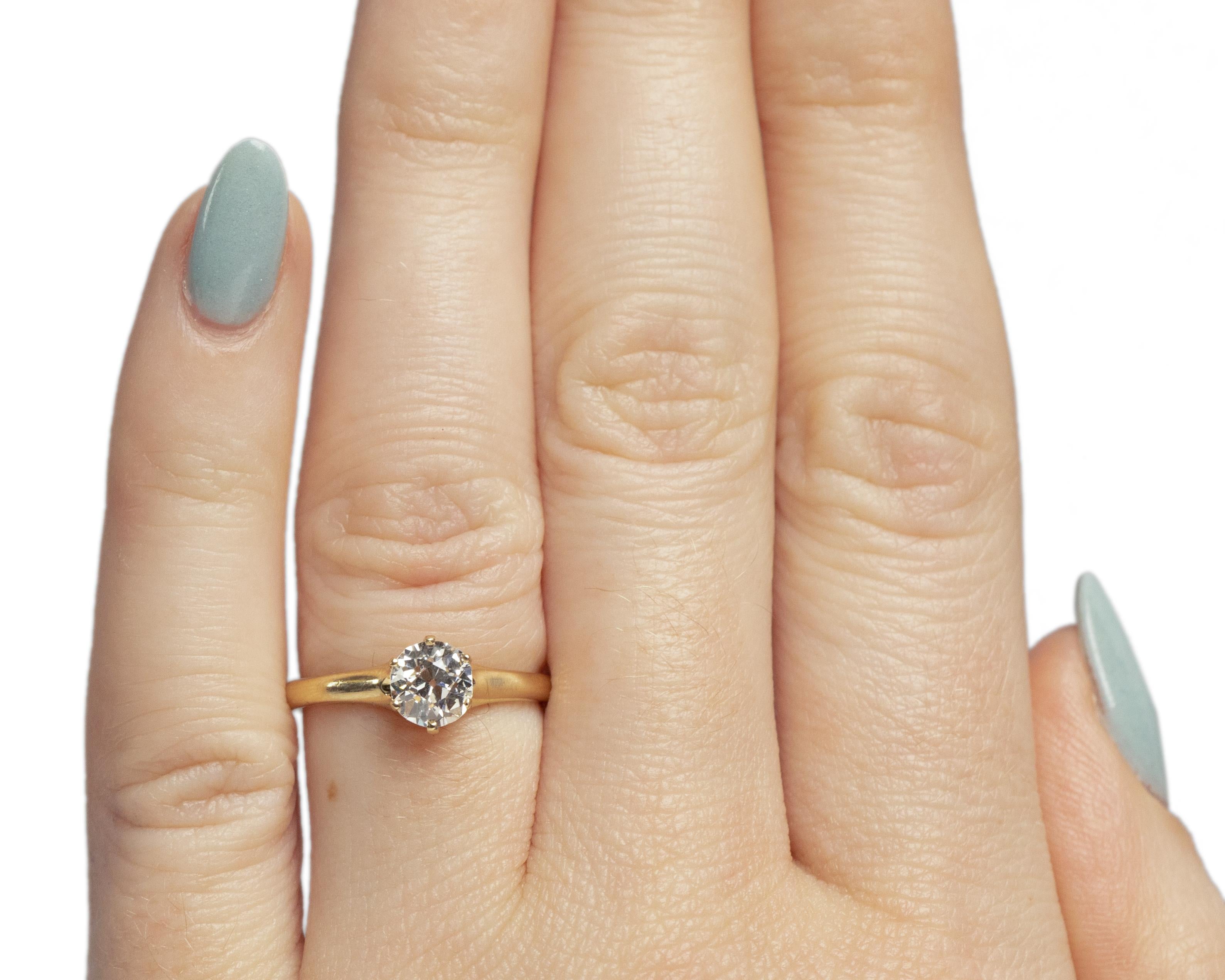 Women's GIA Certified .70 Carat Edwardian Diamond 14 Karat Yellow Gold Engagement Ring For Sale