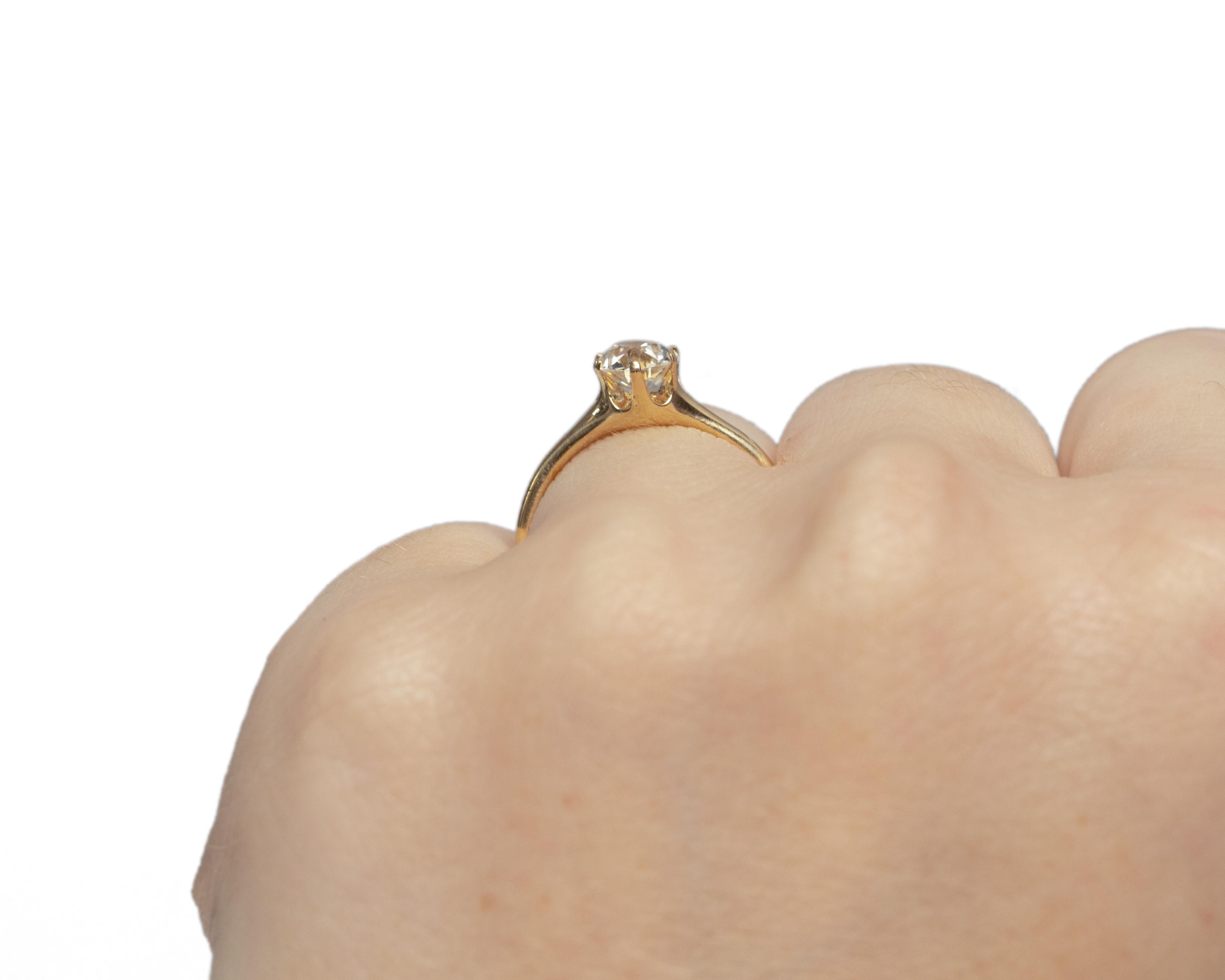 GIA Certified .70 Carat Edwardian Diamond 14 Karat Yellow Gold Engagement Ring For Sale 1