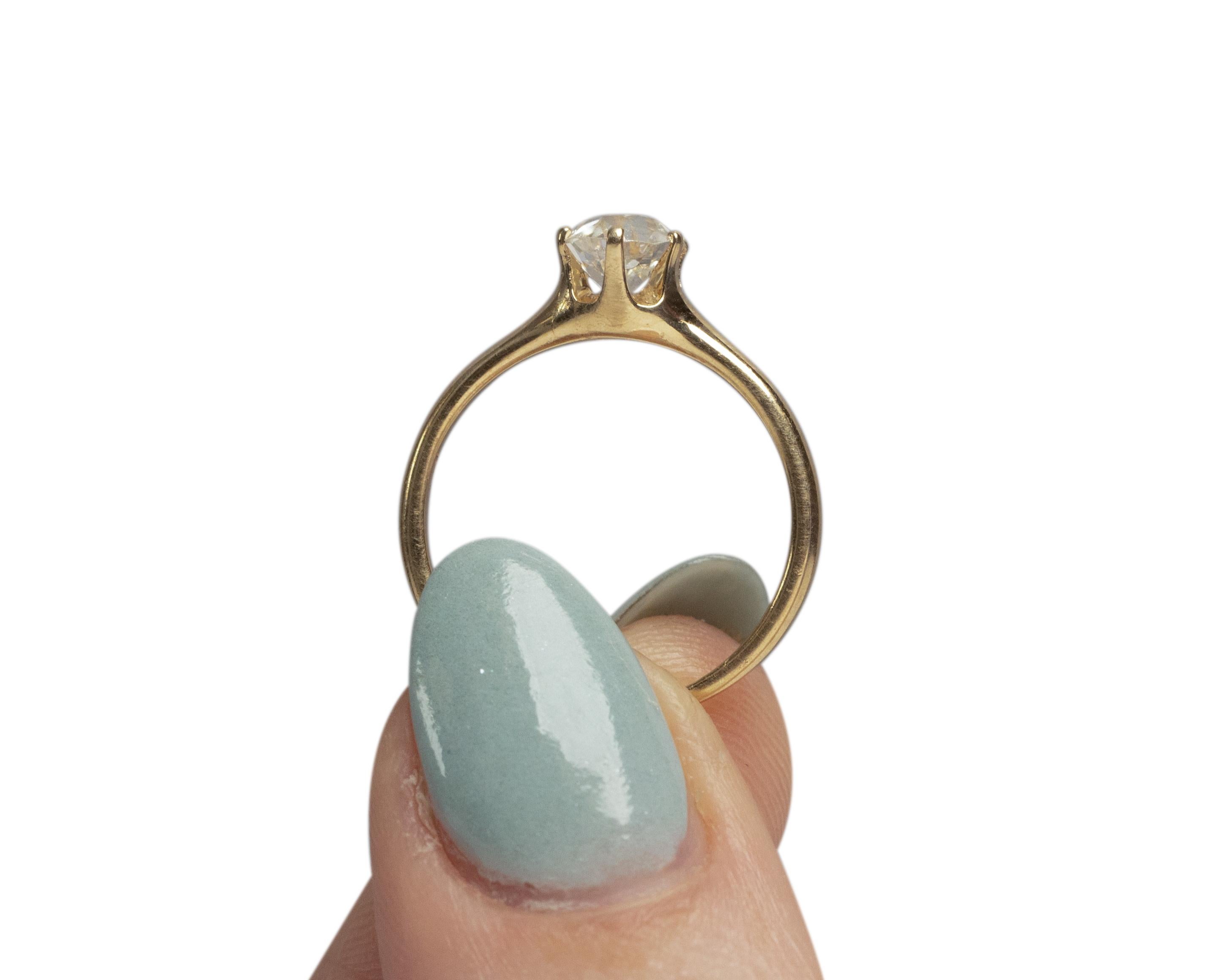 GIA Certified .70 Carat Edwardian Diamond 14 Karat Yellow Gold Engagement Ring For Sale 3