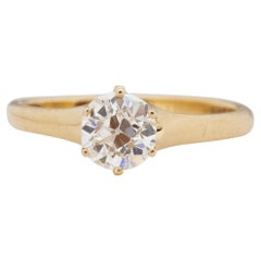 GIA Certified .70 Carat Edwardian Diamond 14 Karat Yellow Gold Engagement Ring