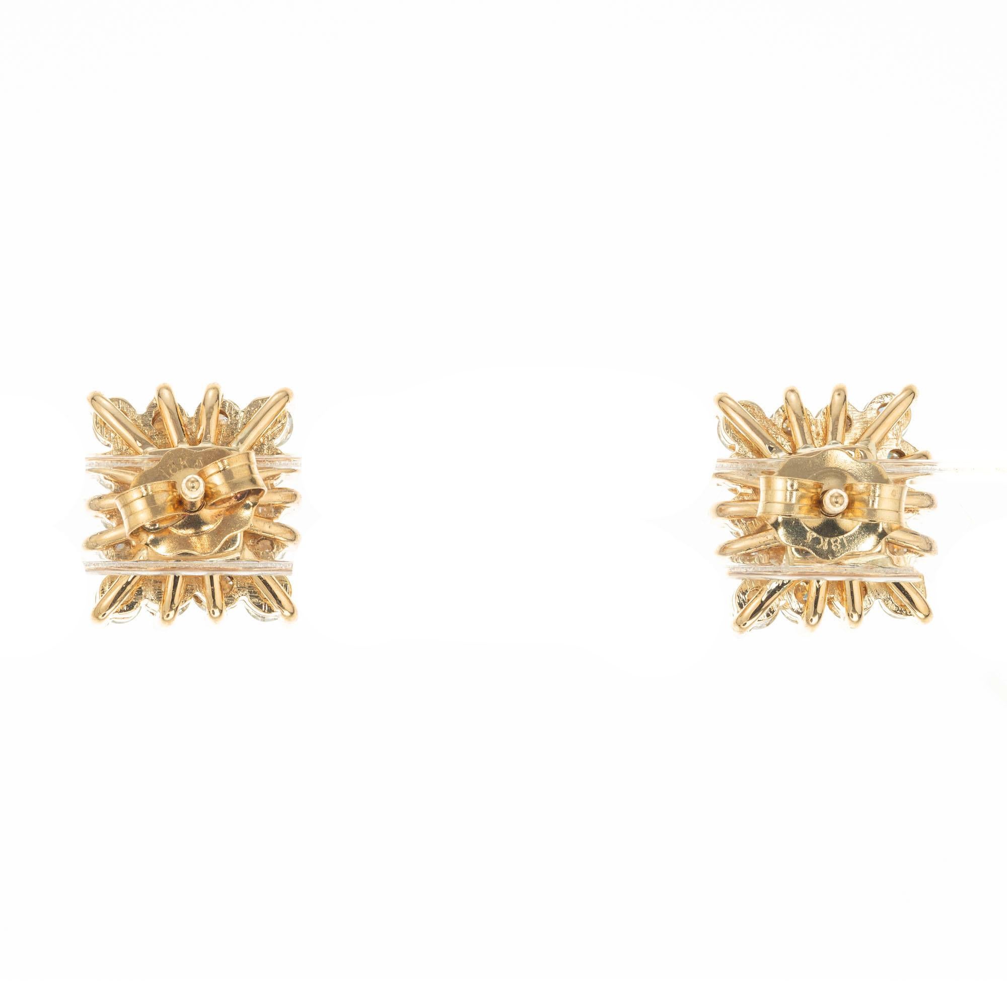 Emerald Cut GIA Certified .70 Carat Emerald Diamond Halo Yellow Gold Earrings