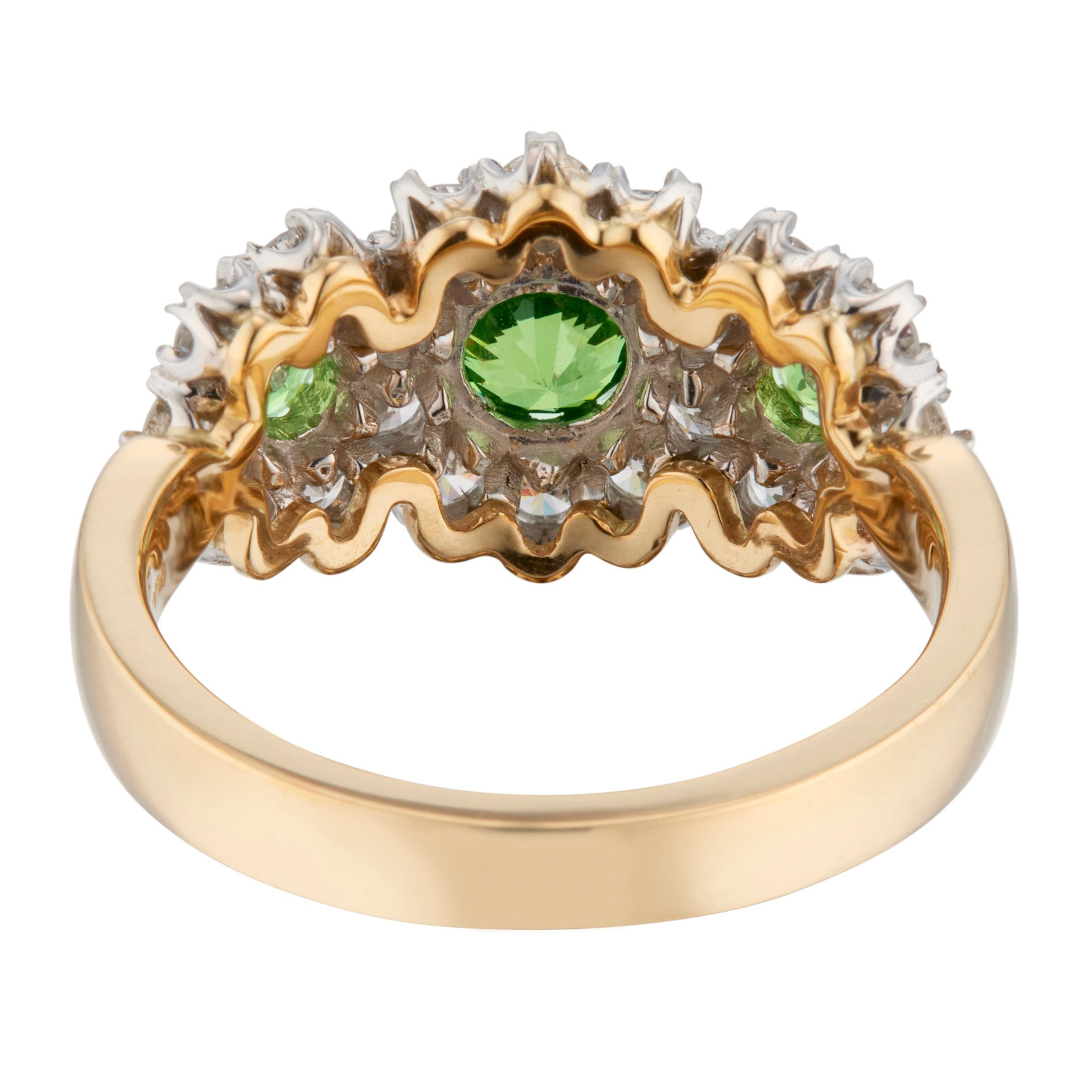 Round Cut GIA Certified .70 Carat Garnet Diamond Gold Platinum Three-Stone Ring  For Sale