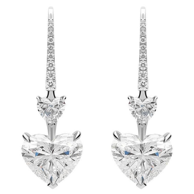 Pendientes de gota de diamante en forma de corazón de 7,0 quilates con certificado GIA