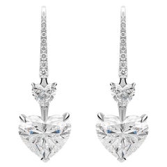 Pendientes de gota de diamante en forma de corazón de 7,0 quilates con certificado GIA
