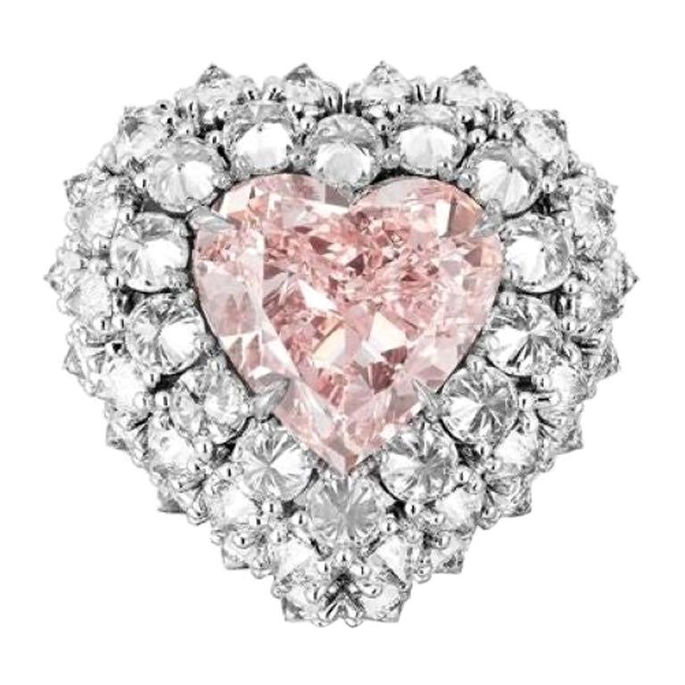 GIA Certified 7.0 Carat Heart Shape Pink Diamond Cocktail Ring For Sale
