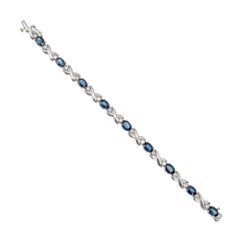 GIA Certified 7.00 Carat Blue Sapphire Diamond White Gold Bracelet