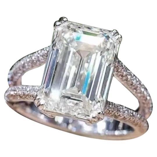 GIA Certified 7.00 Carat Emerald Shape Diamond 18K Gold Solitaire Ring