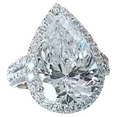 Anillo solitario de oro de 18 quilates con diamante en forma de pera certificado por GIA de 7,00 quilates
