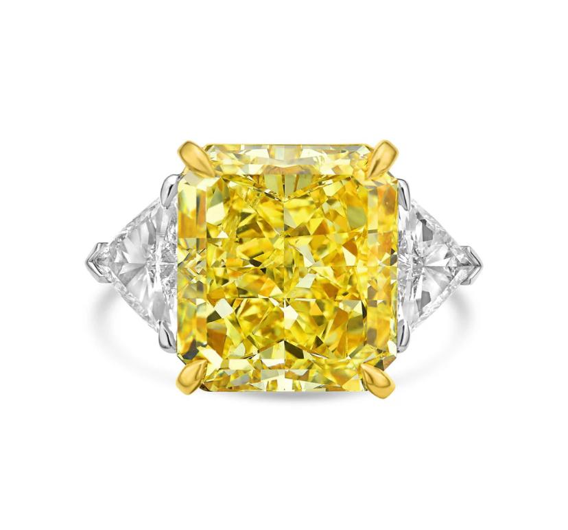da uomo o donna Anello in oro 18 carati con diamante giallo Fancy da 7,00 carati certificato GIA in vendita