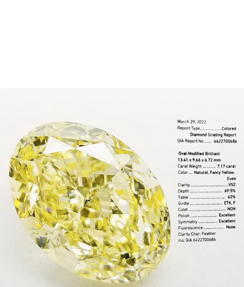 GIA Certified 7.00 Carats Fancy Yellow Diamond  In New Condition For Sale In Massafra, IT