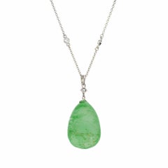 GIA Certified 70.00 Carat Tear Drop Emerald Diamond Platinum Pendant Necklace