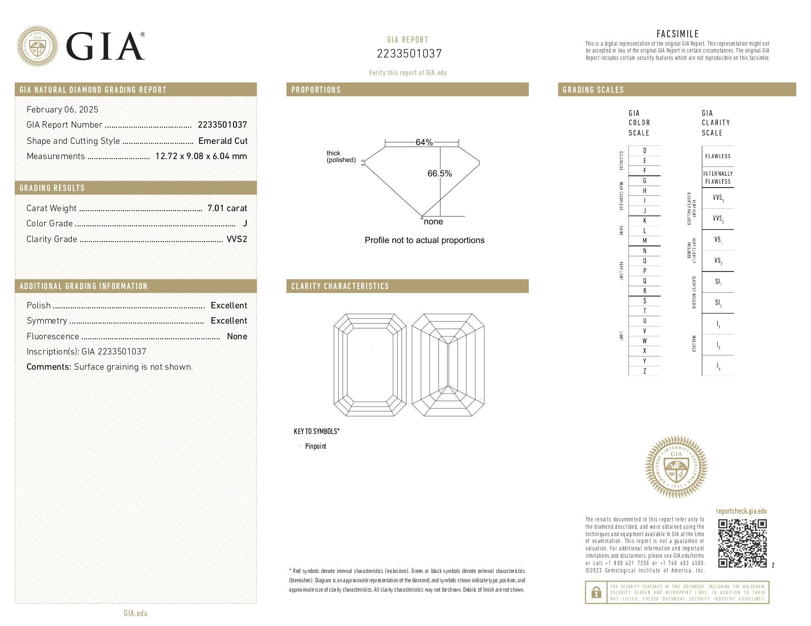 Verlobungsring, GIA 7 Karat Smaragdschliff, VVS2 im Zustand „Neu“ im Angebot in Chicago, IL