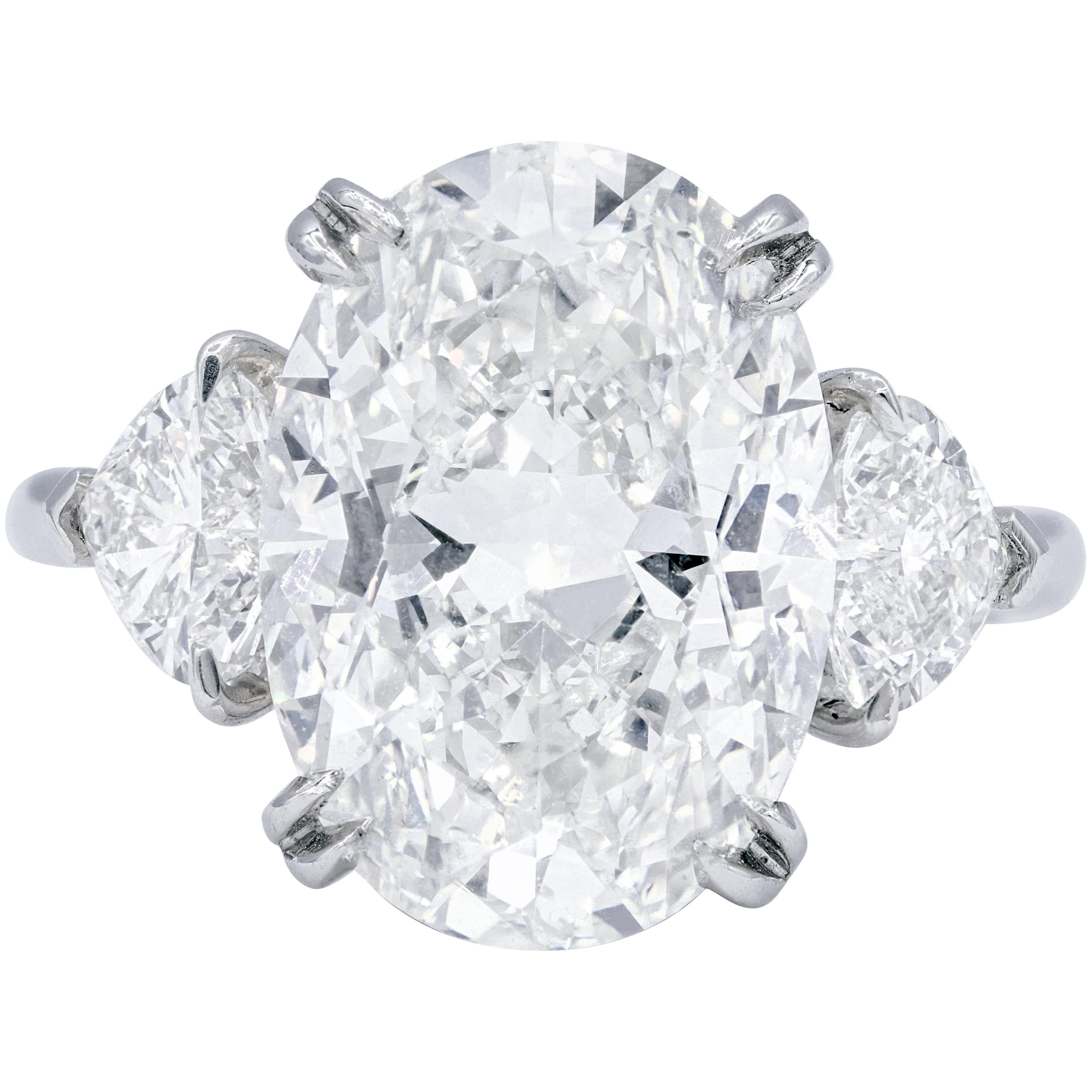 Anillo de diamantes ovalado de 7,01 quilates I-VS2 certificado por el GIA