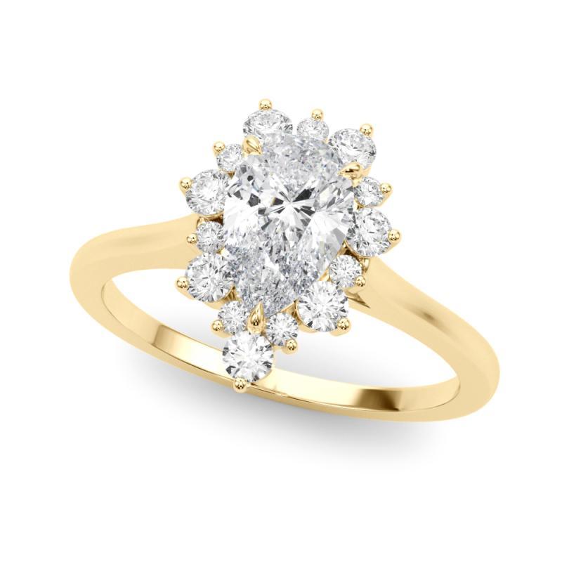 Taille poire Bague à diamant en or jaune 18 carats certifiée GIA de 7,01 carats en forme de halo de poire en vente