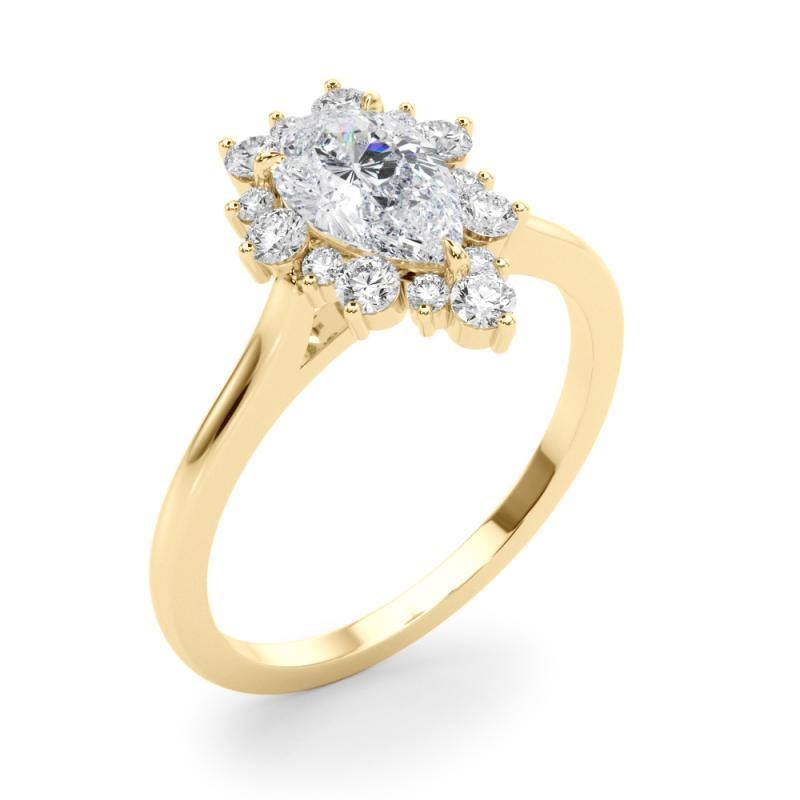Bague à diamant en or jaune 18 carats certifiée GIA de 7,01 carats en forme de halo de poire Pour femmes en vente