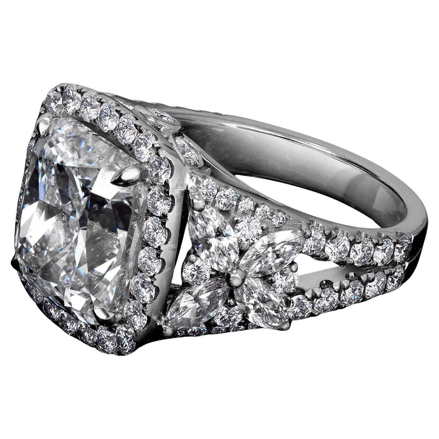 Contemporary GIA Certified 7.02 Carat Emerald Cut Diamond 18k Engagement Ring For Sale